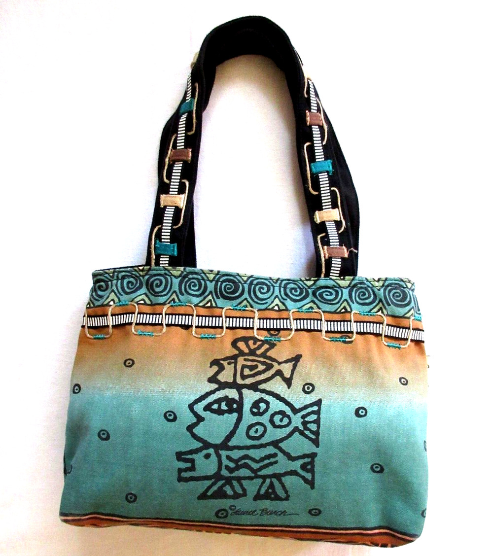 Laurel Burch Fish Zipper Tote Bag Medium Purse Hand Bag Pocketbook by Sun n Sand